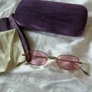 Authentic Gucci Pink Rectangular Sunglasses